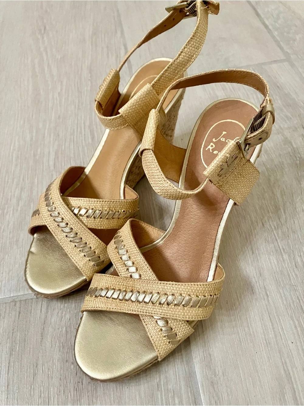 Jack Rogers Gold Wedges